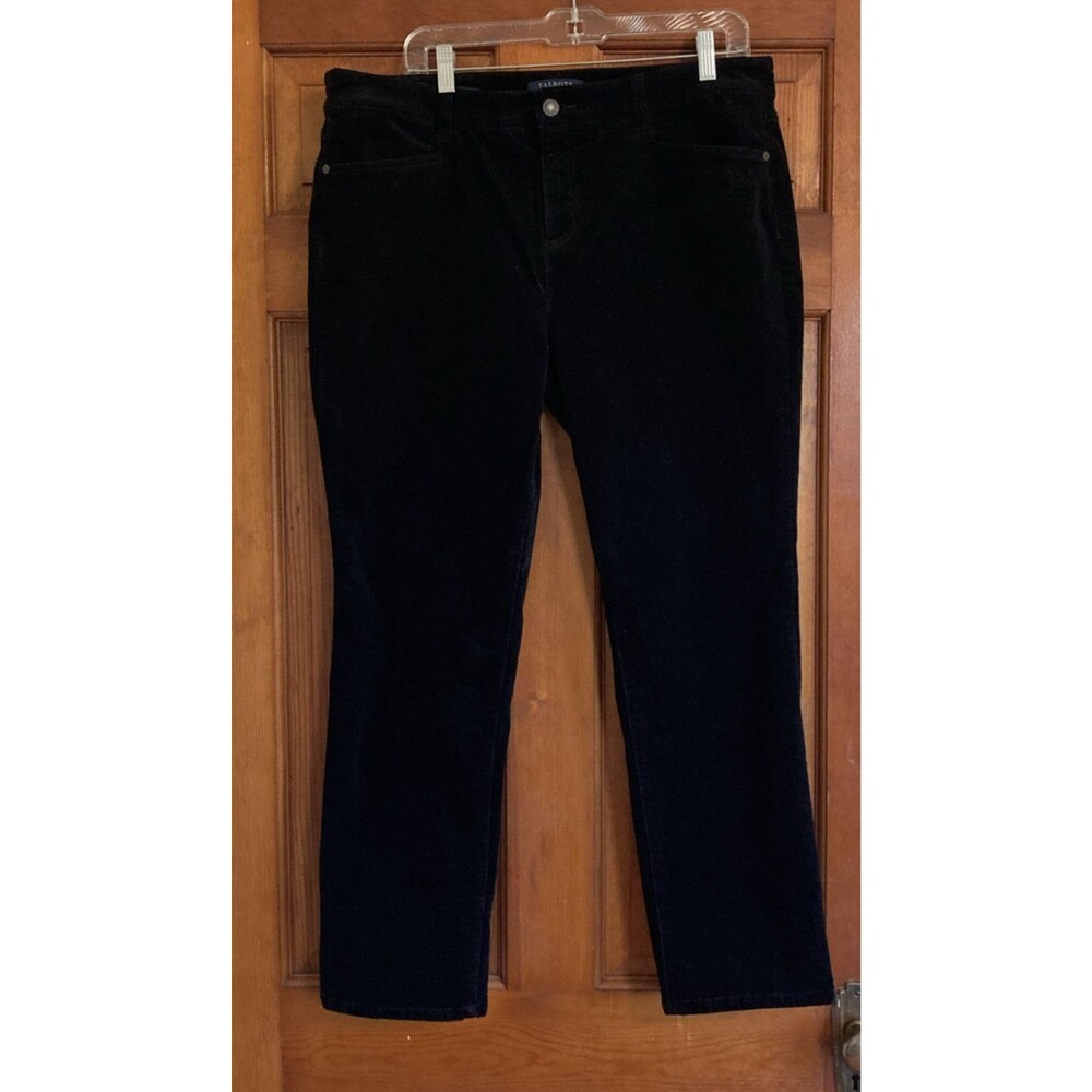 Talbots Women 14 Navy Blue Straight Leg Corduroy 5-Pocket Pants Academia Basics